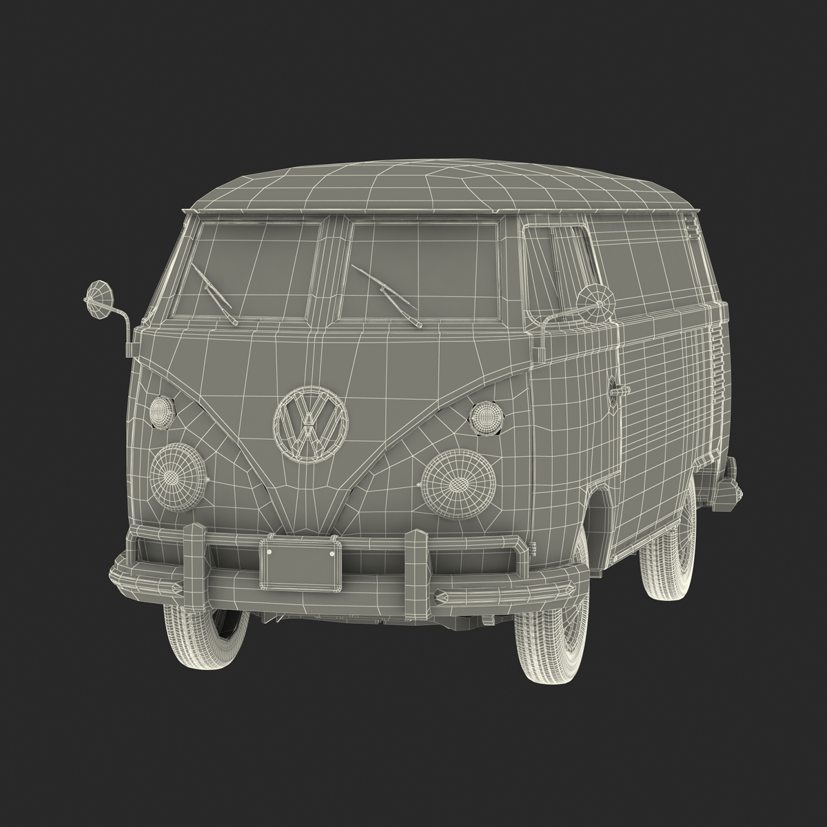 3D Volkswagen Type 2 Panel Van Red