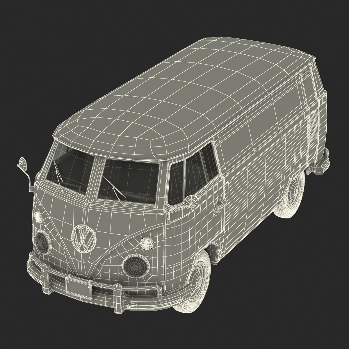 3D Volkswagen Type 2 Panel Van Red