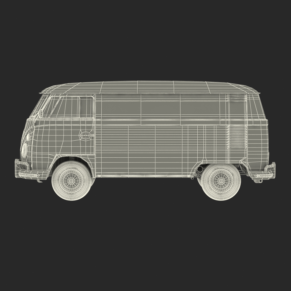 3D Volkswagen Type 2 Panel Van Simple Interior Blue model