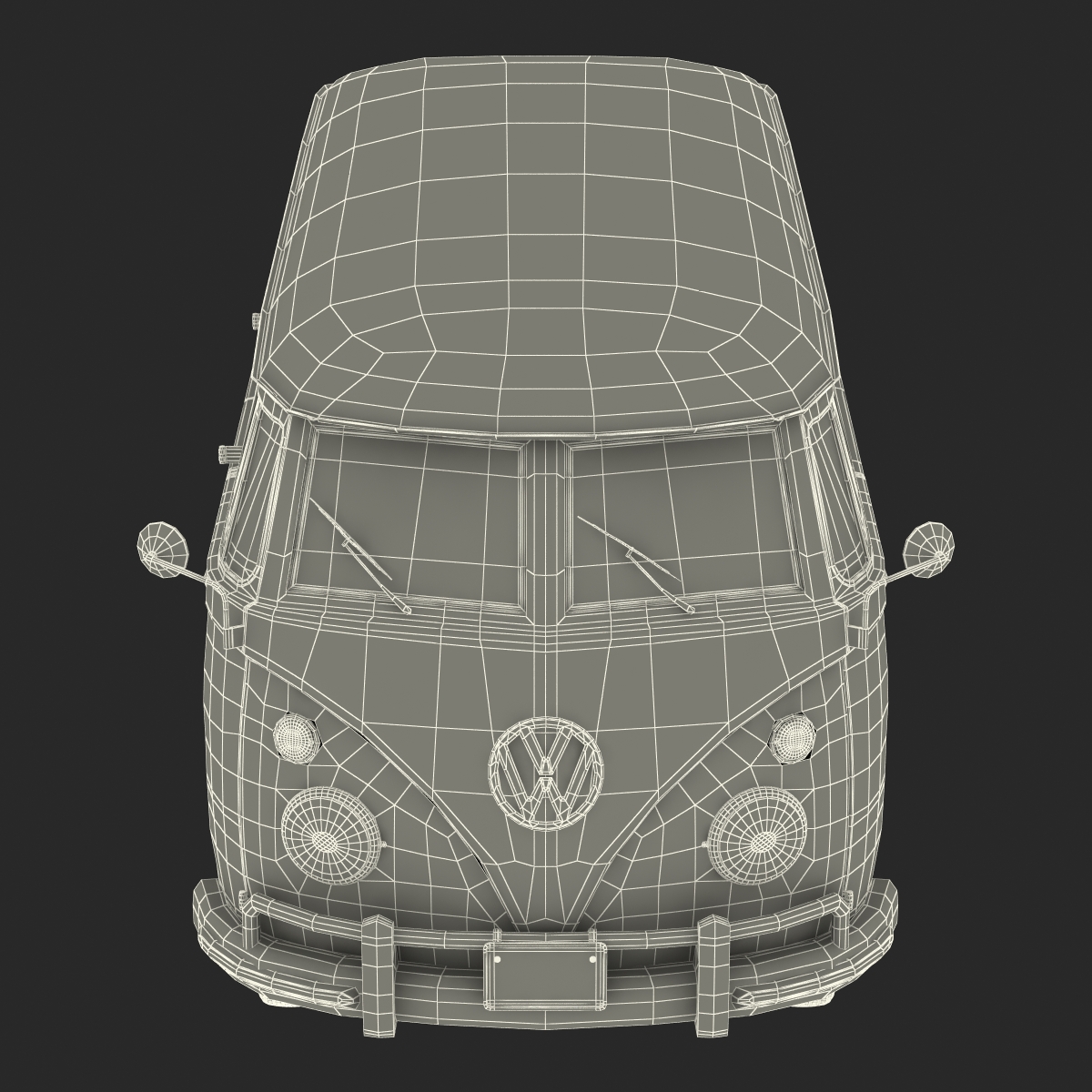3D Volkswagen Type 2 Panel Van Simple Interior Blue model