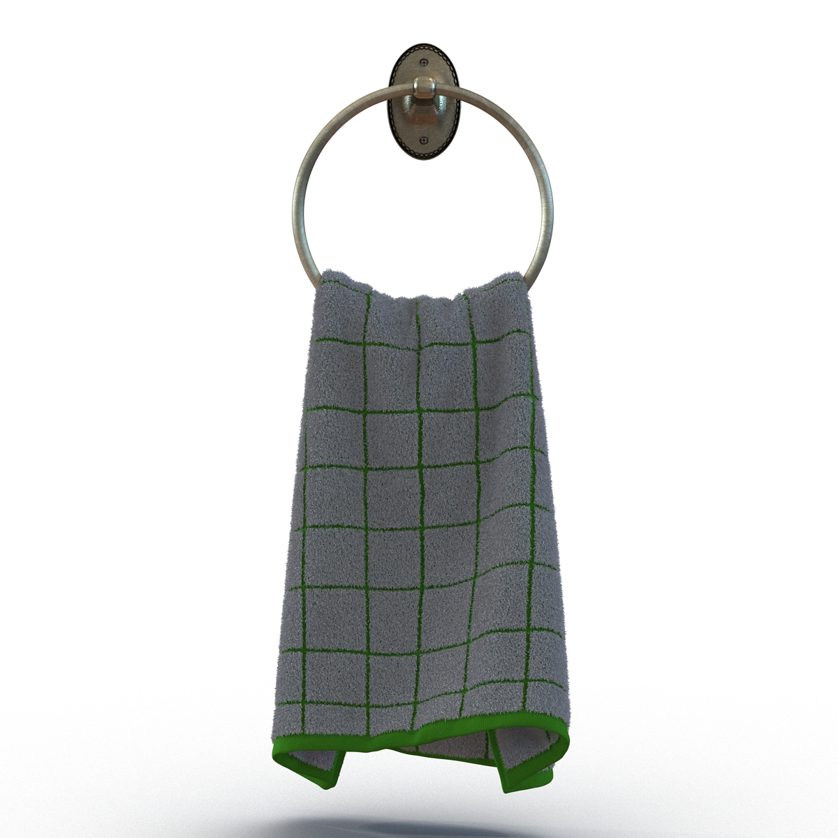 Hanging Bathroom Towel 2 Green with Fur 3D model