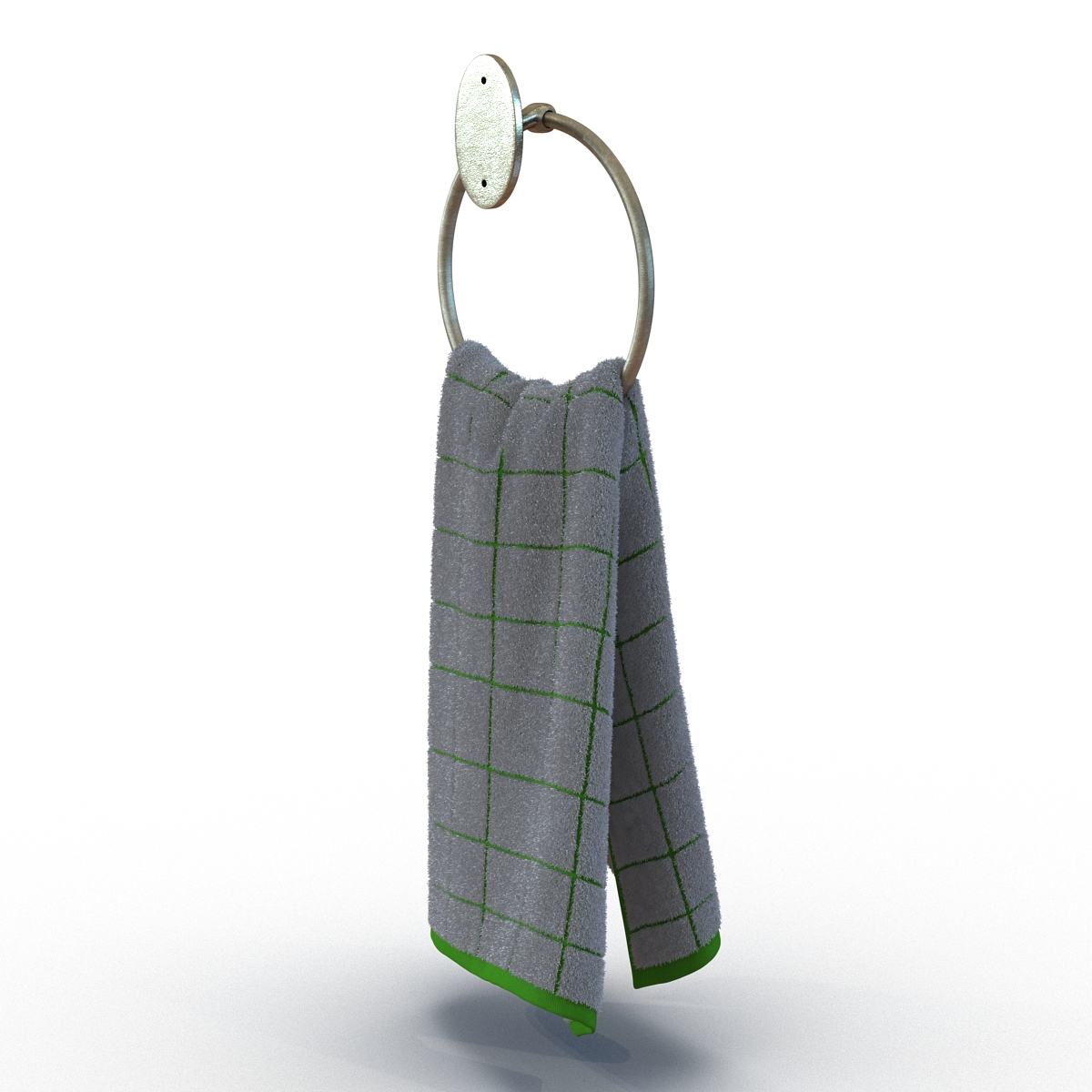 Hanging Bathroom Towel 2 Green with Fur 3D model