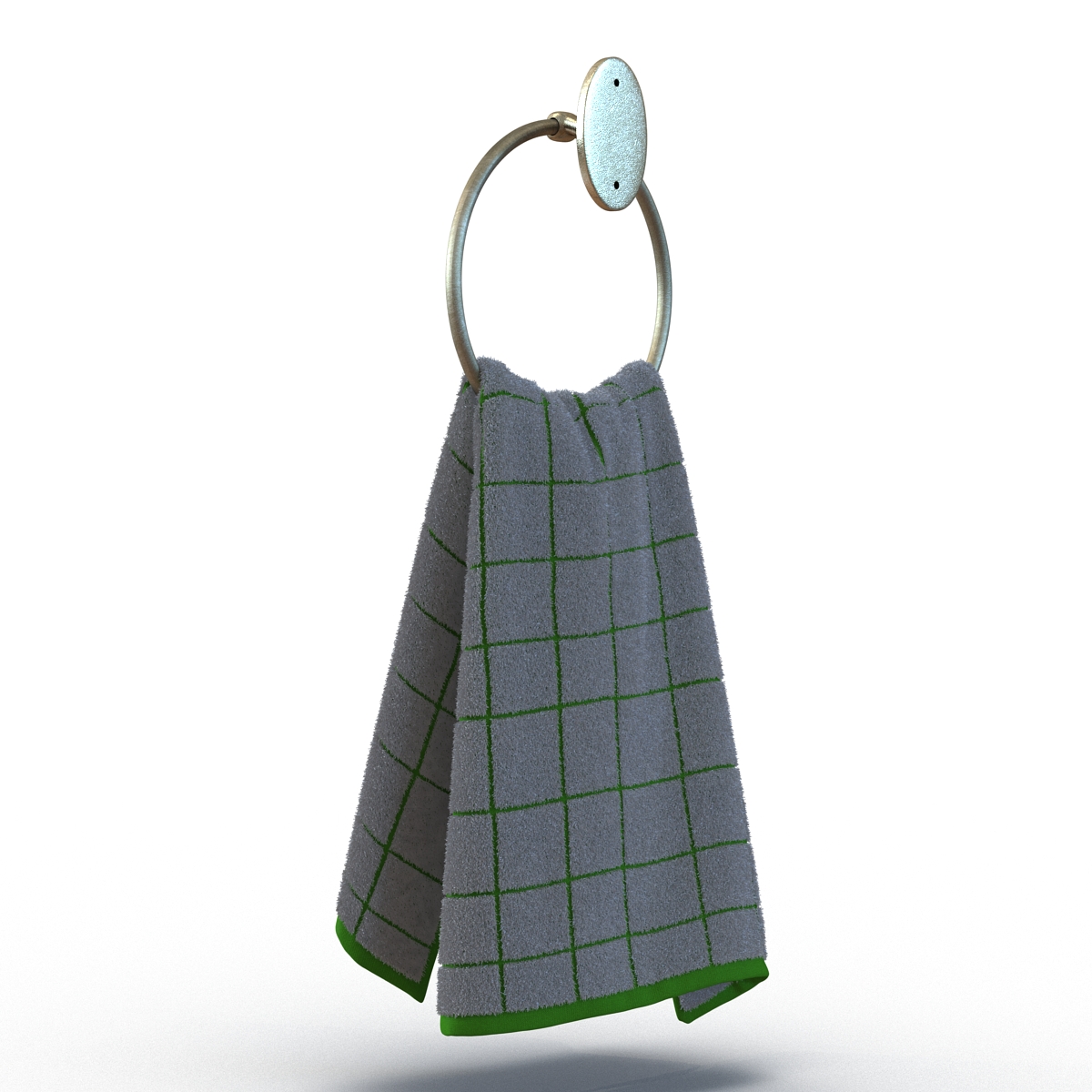 Hanging Bathroom Towel 2 Green with Fur 3D model