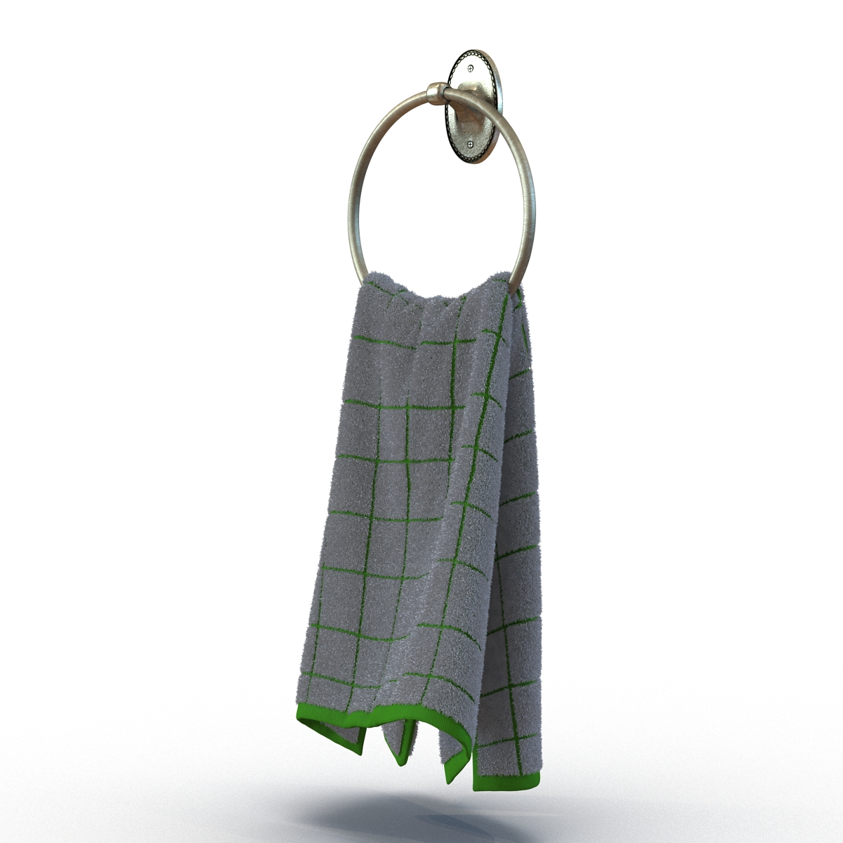 Hanging Bathroom Towel 2 Green with Fur 3D model