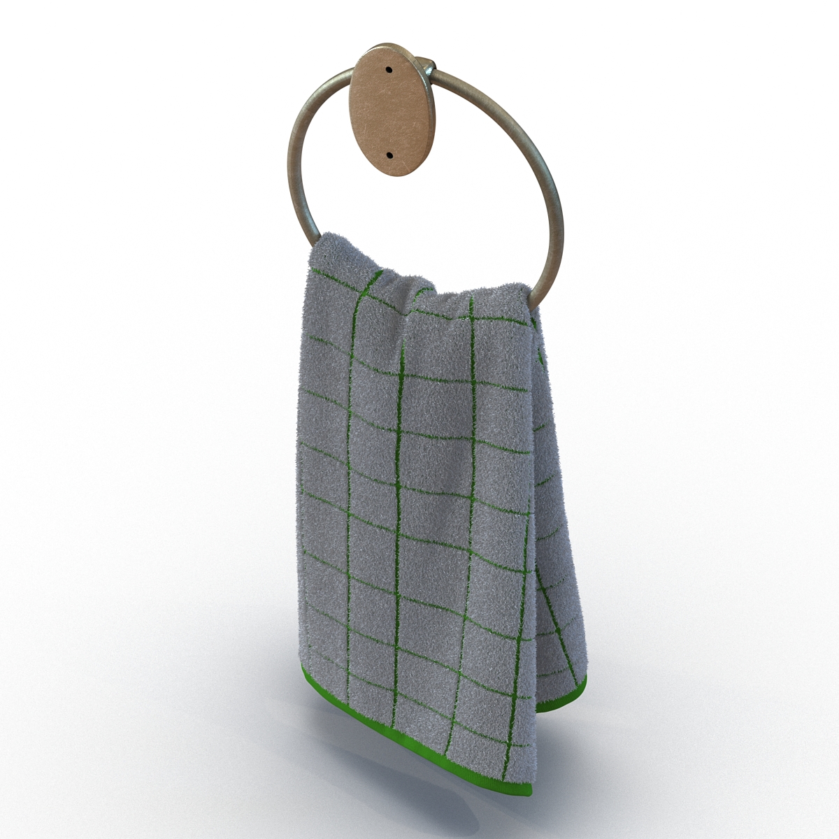 Hanging Bathroom Towel 2 Green with Fur 3D model