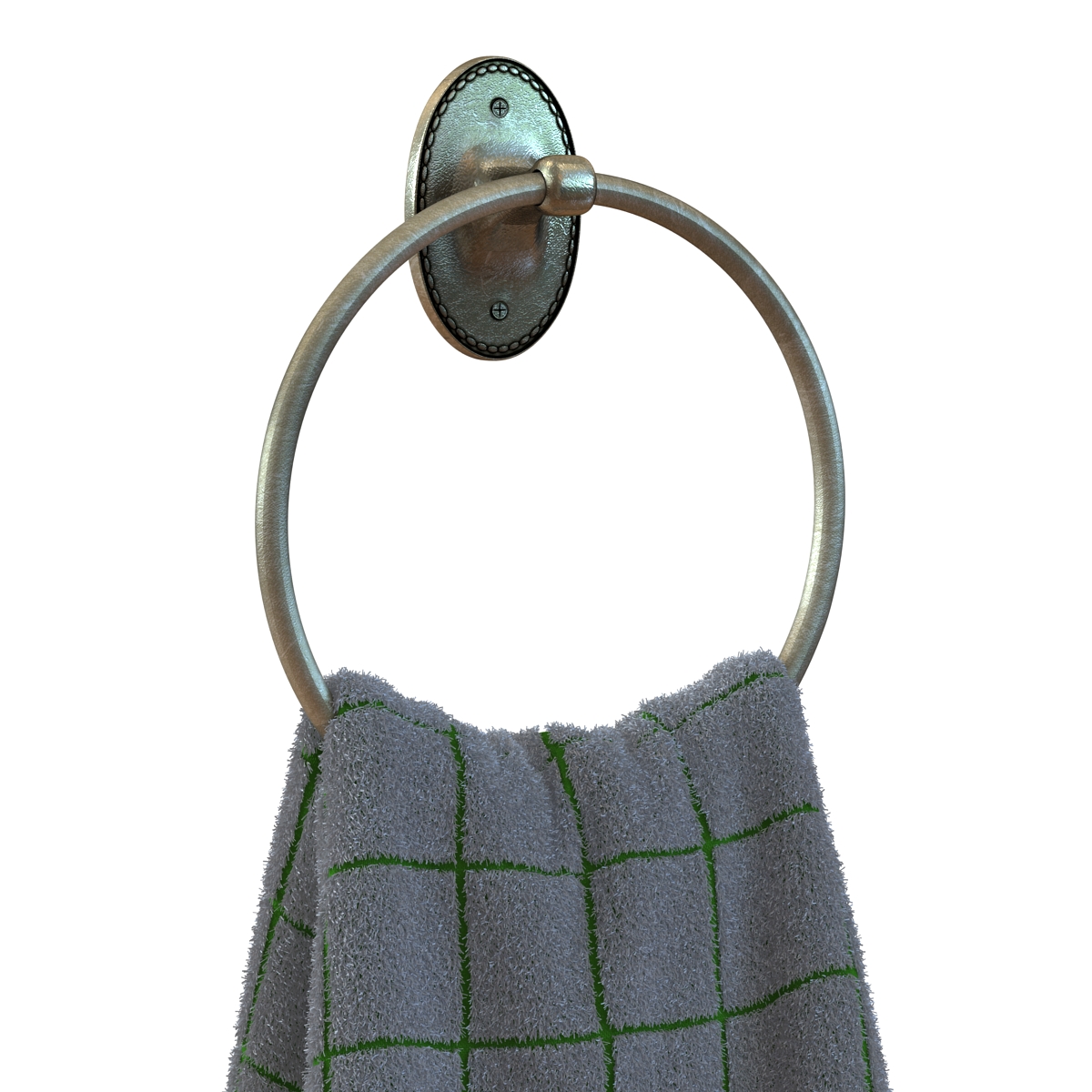 Hanging Bathroom Towel 2 Green with Fur 3D model