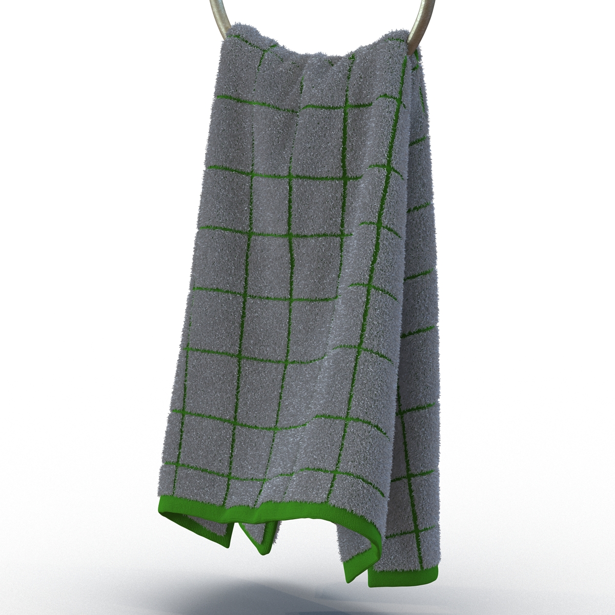 Hanging Bathroom Towel 2 Green with Fur 3D model