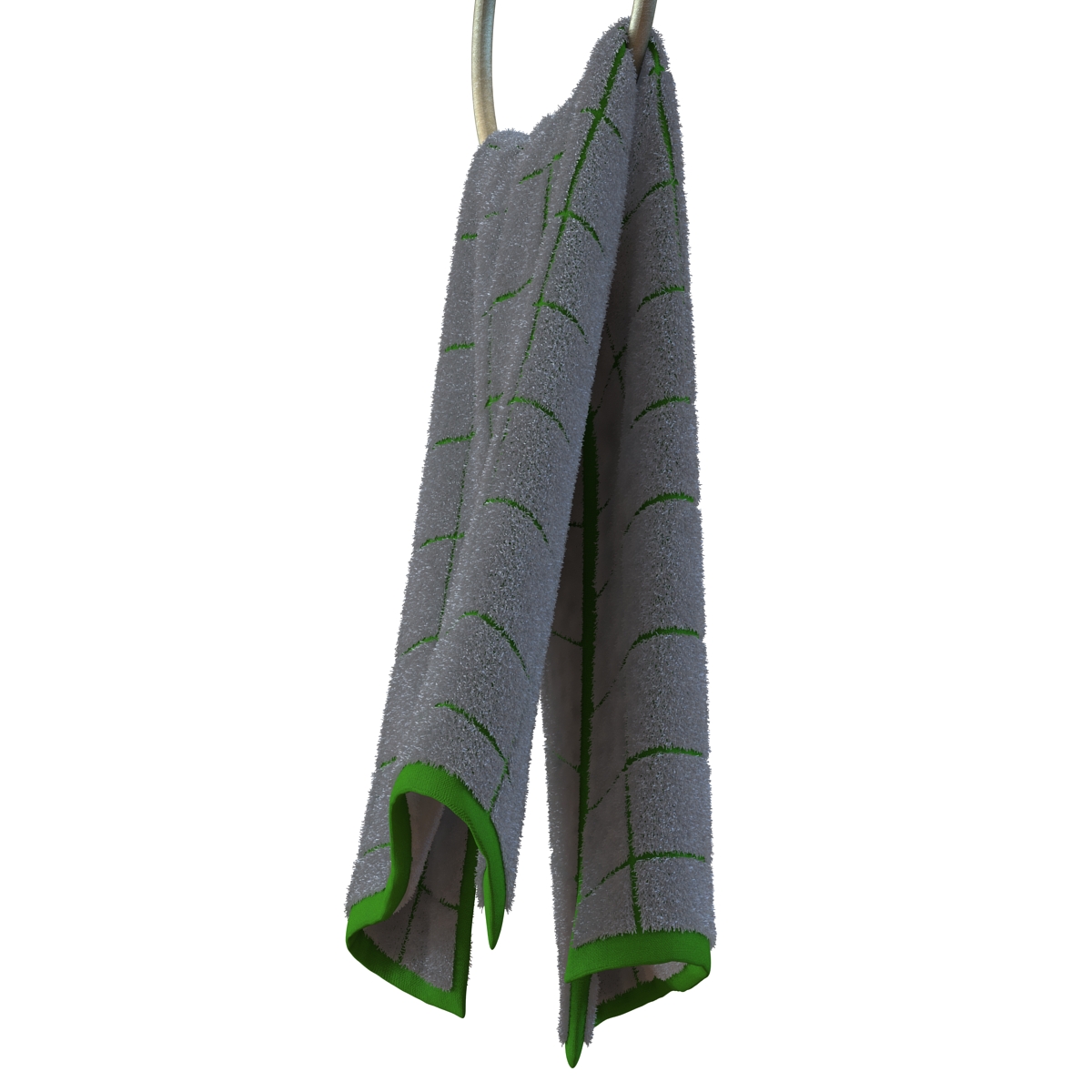 Hanging Bathroom Towel 2 Green with Fur 3D model