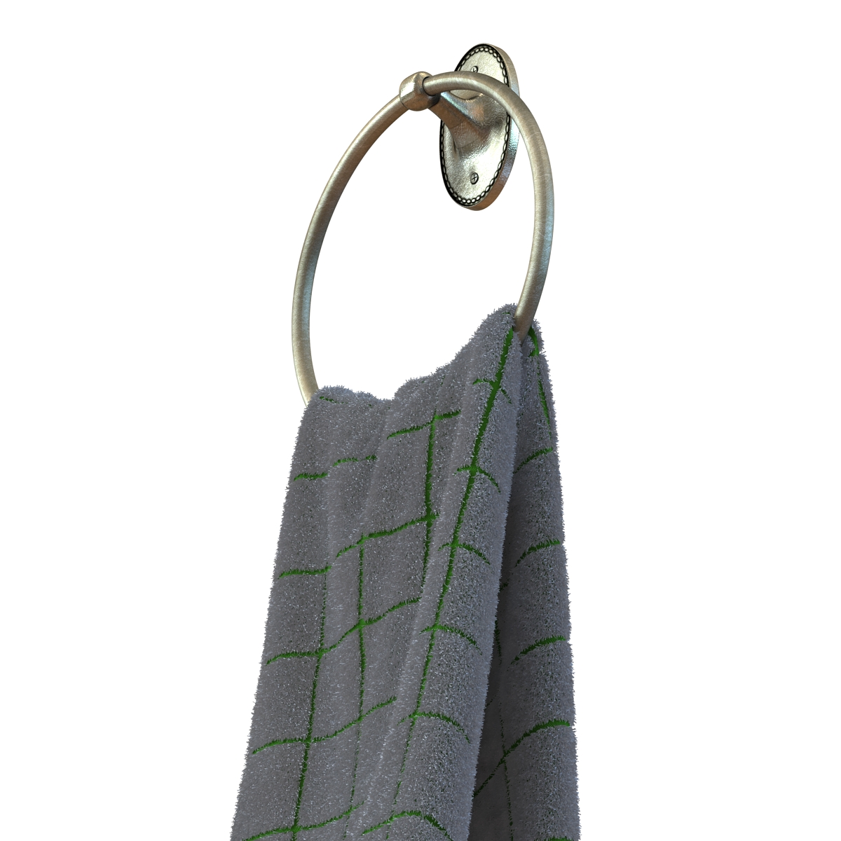 Hanging Bathroom Towel 2 Green with Fur 3D model