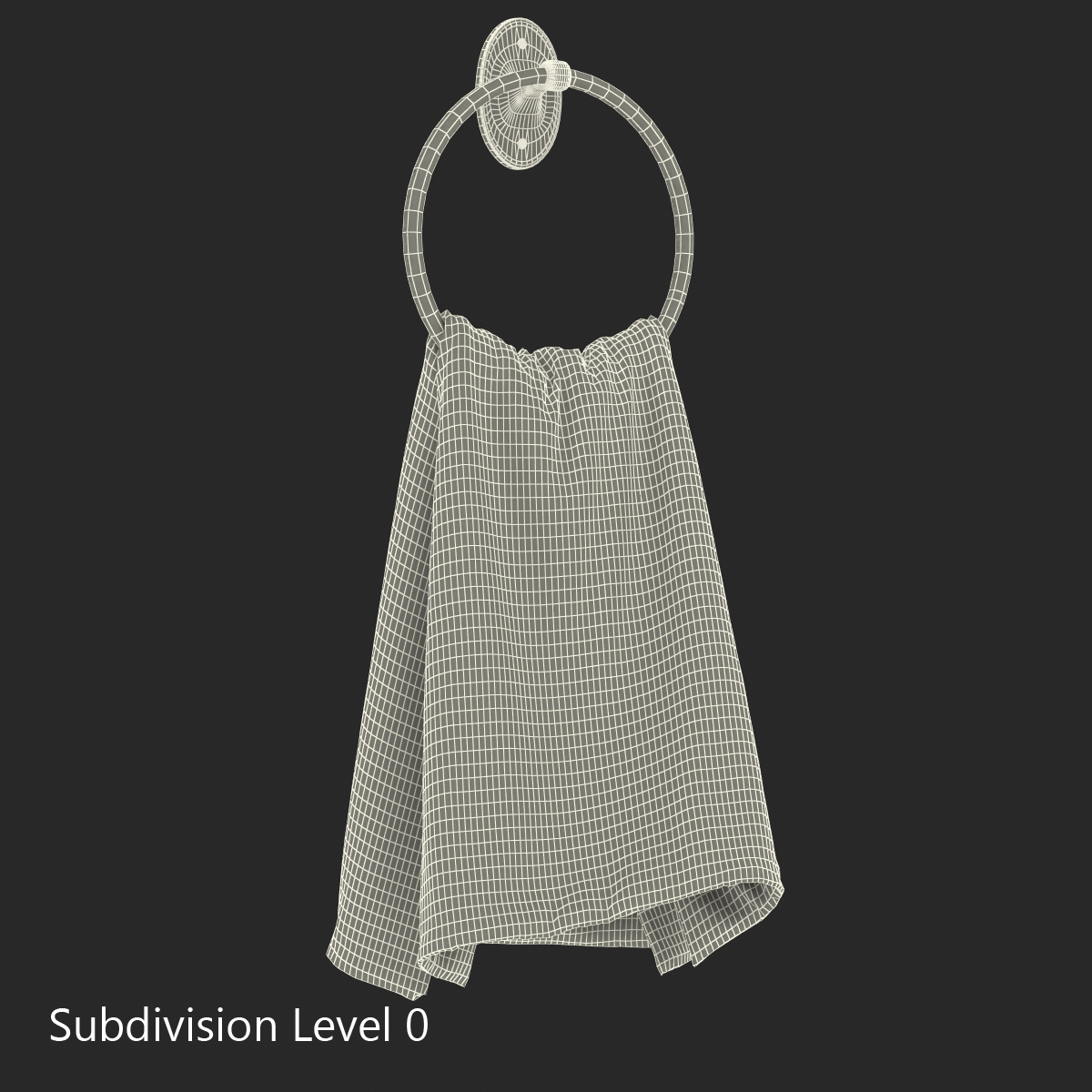 Hanging Bathroom Towel 2 Green with Fur 3D model