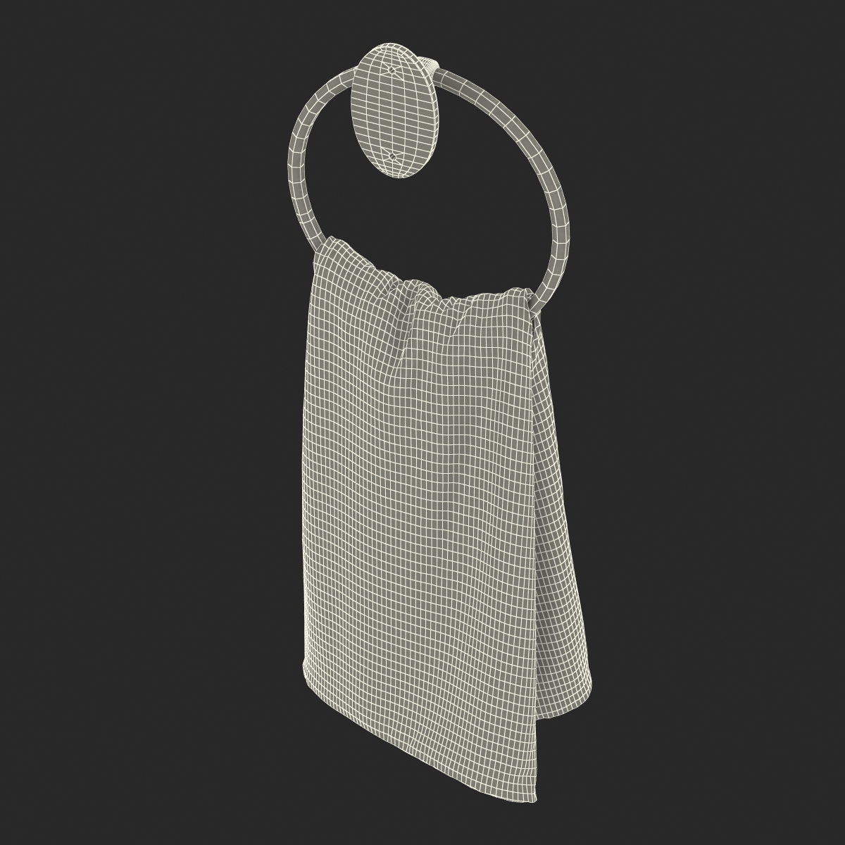 Hanging Bathroom Towel 2 Green with Fur 3D model