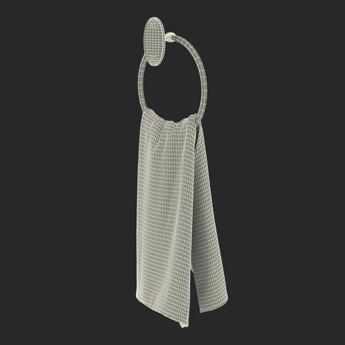 Hanging Bathroom Towel 2 Green with Fur 3D model