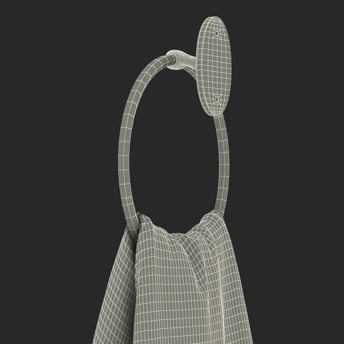 Hanging Bathroom Towel 2 Green with Fur 3D model