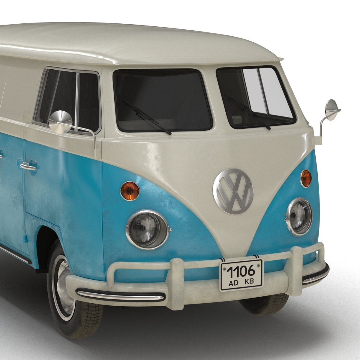 3D model Volkswagen Type 2 Panel Van Simple Interior Blue 2