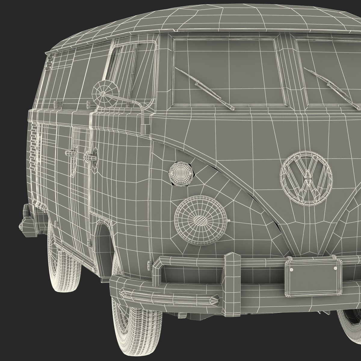 Volkswagen Type 2 Panel Van Simple Interior Green 3D model