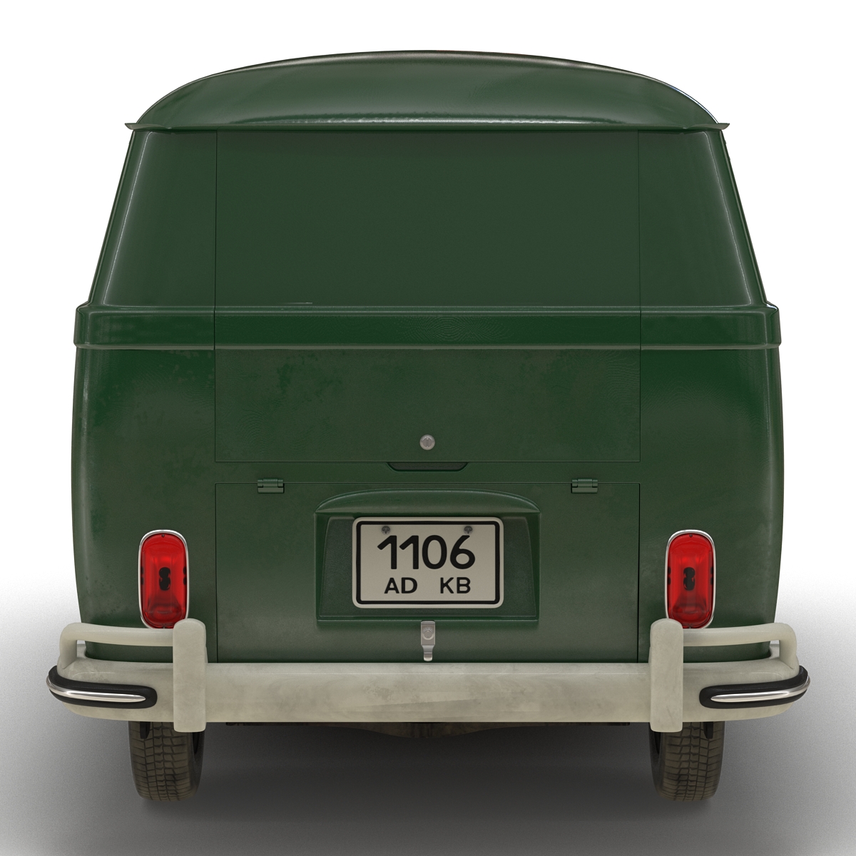 3D Volkswagen Type 2 Panel Van Simple Interior Green 2