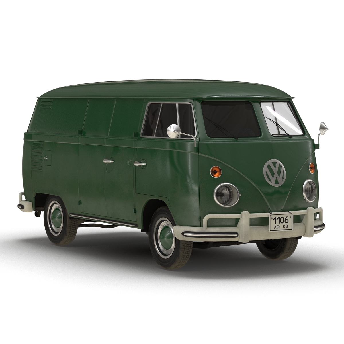 3D Volkswagen Type 2 Panel Van Simple Interior Green 2