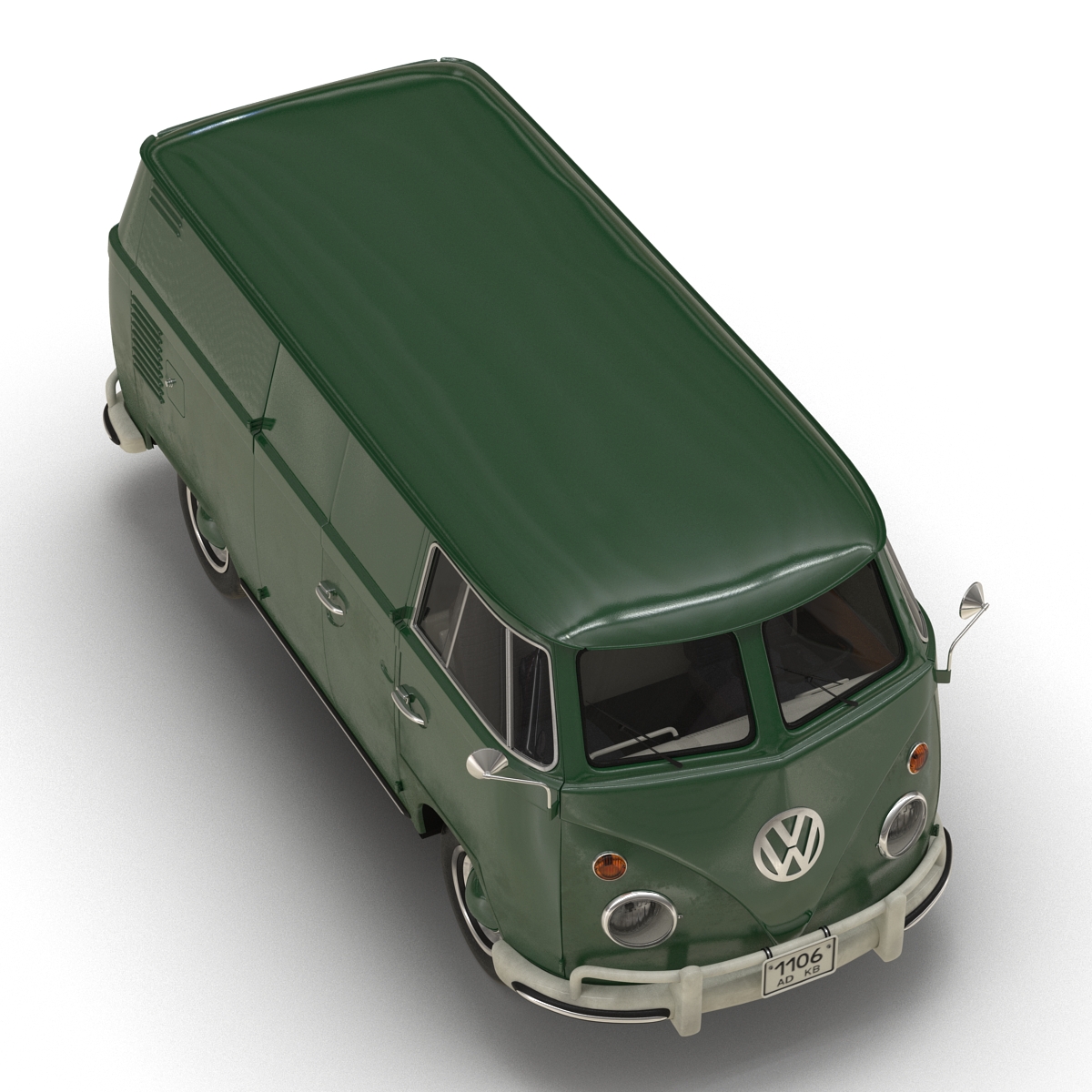 3D Volkswagen Type 2 Panel Van Simple Interior Green 2