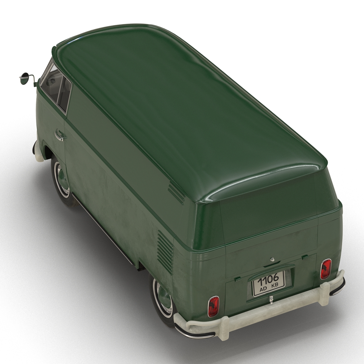 3D Volkswagen Type 2 Panel Van Simple Interior Green 2