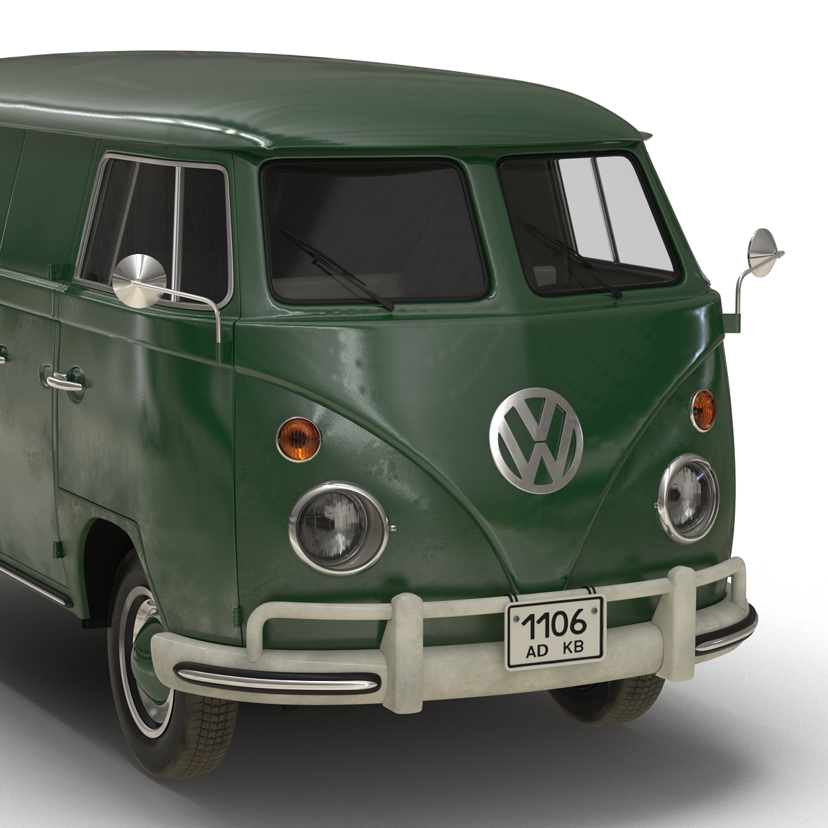 3D Volkswagen Type 2 Panel Van Simple Interior Green 2