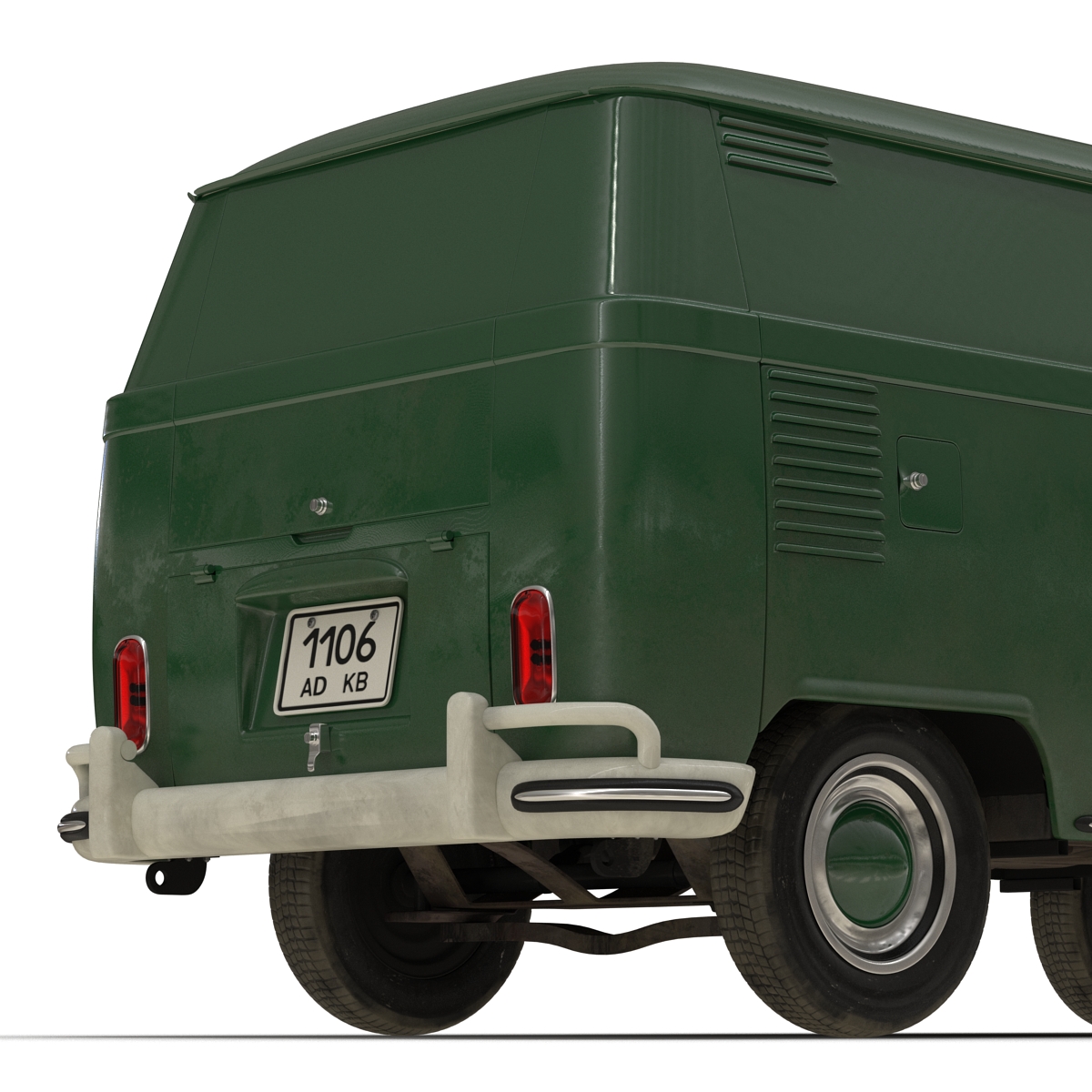 3D Volkswagen Type 2 Panel Van Simple Interior Green 2