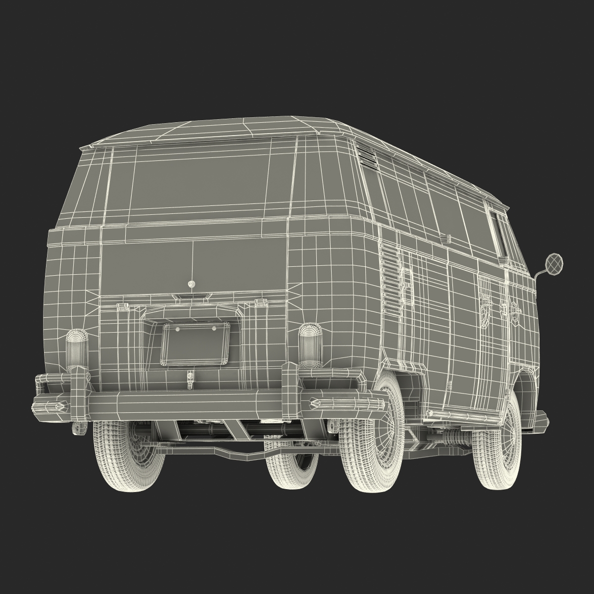 3D Volkswagen Type 2 Panel Van Simple Interior Green 2