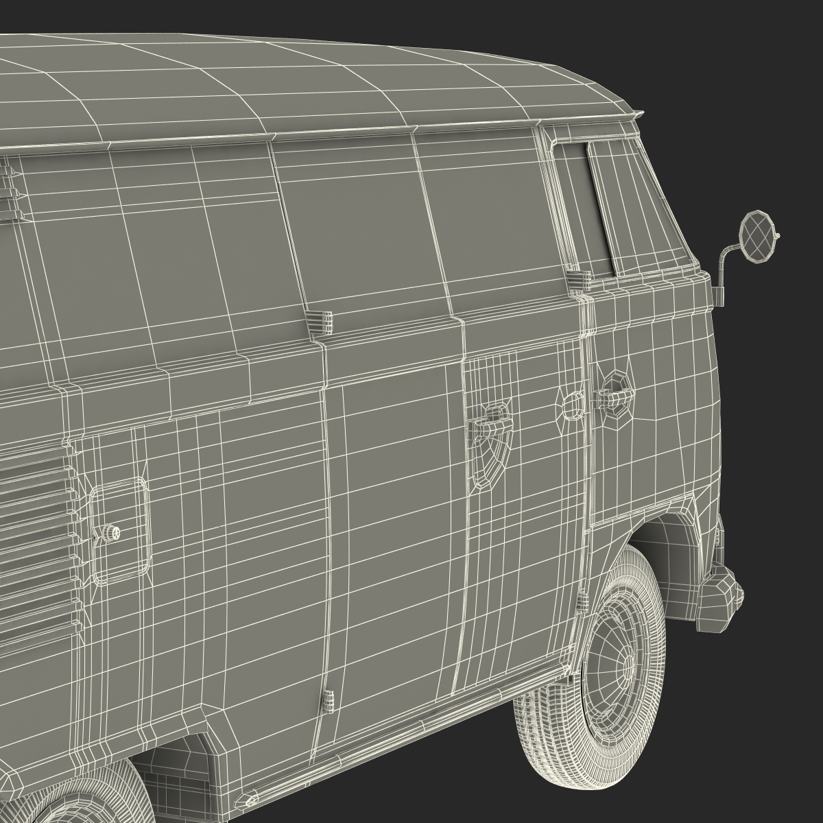 3D Volkswagen Type 2 Panel Van Simple Interior Green 2