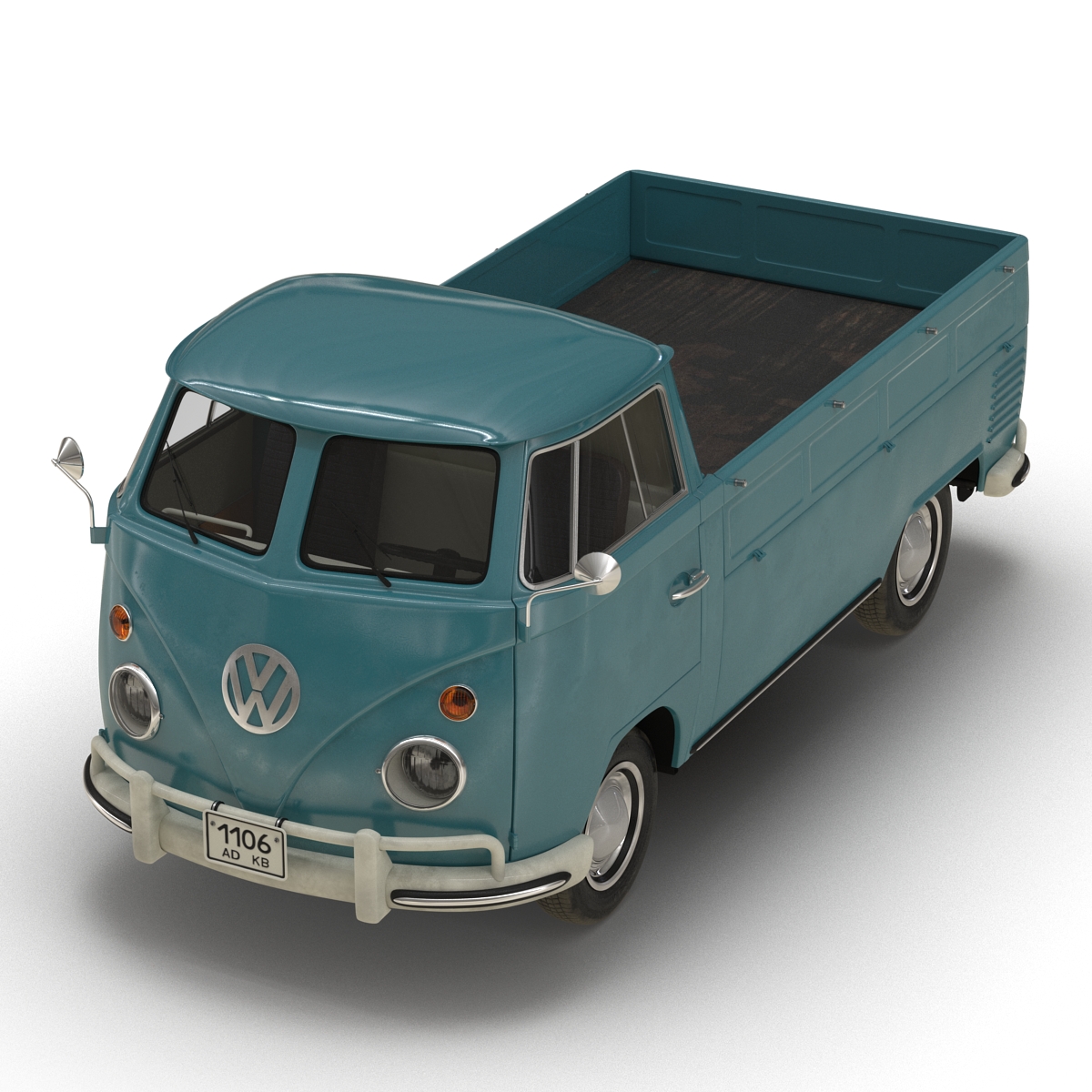 Volkswagen Type 2 Single Cab Pick Up Simple Interior Blue 3D