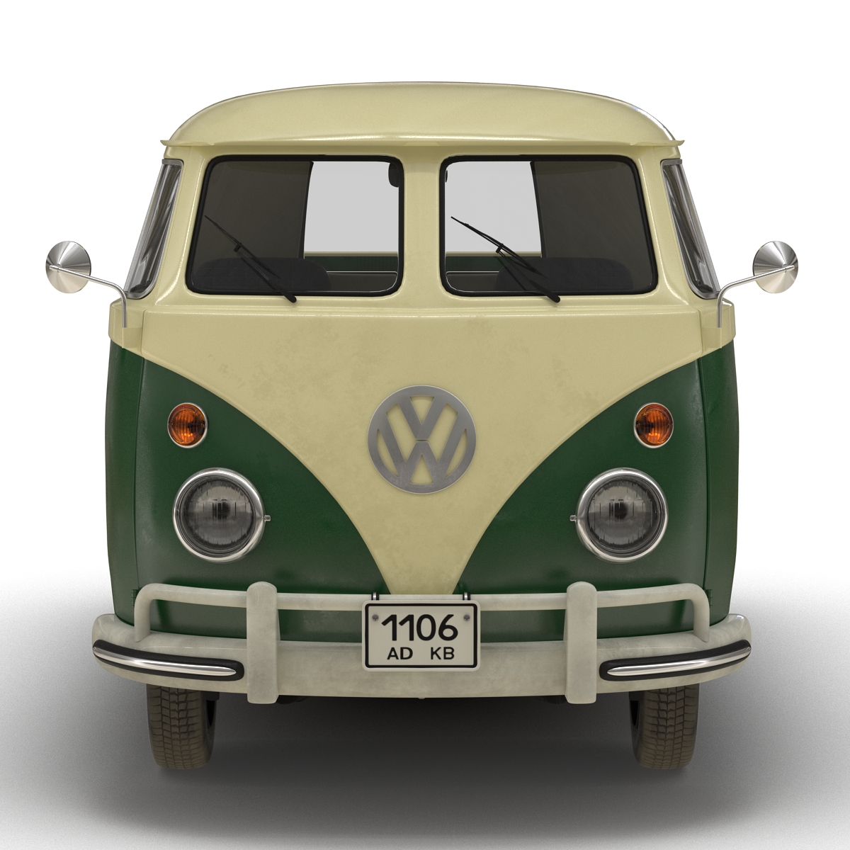 3D Volkswagen Type 2 Single Cab Pick Up Simple Interior Green model