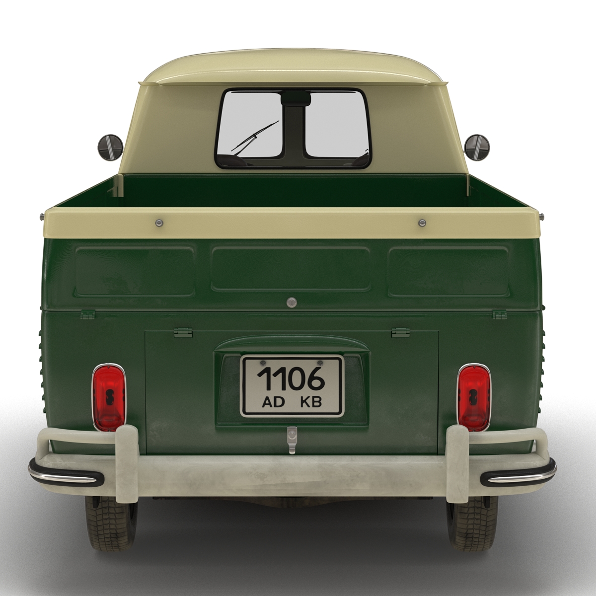 3D Volkswagen Type 2 Single Cab Pick Up Simple Interior Green model