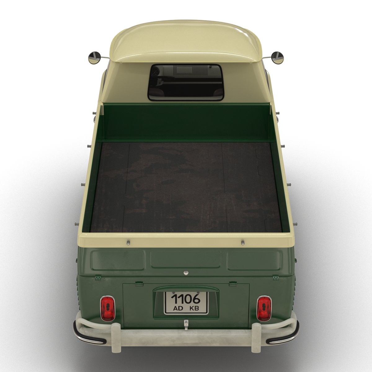 3D Volkswagen Type 2 Single Cab Pick Up Simple Interior Green model