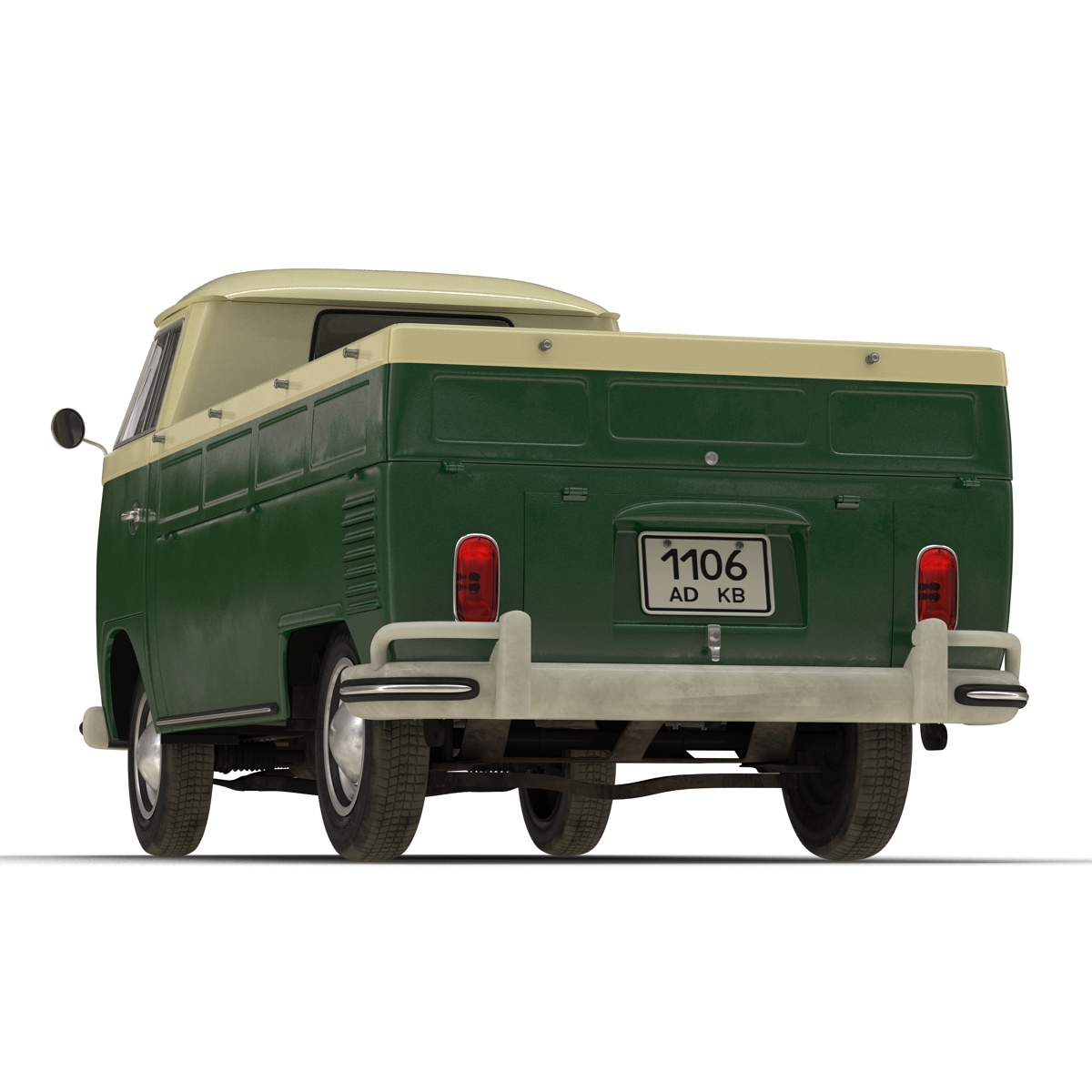 3D Volkswagen Type 2 Single Cab Pick Up Simple Interior Green model
