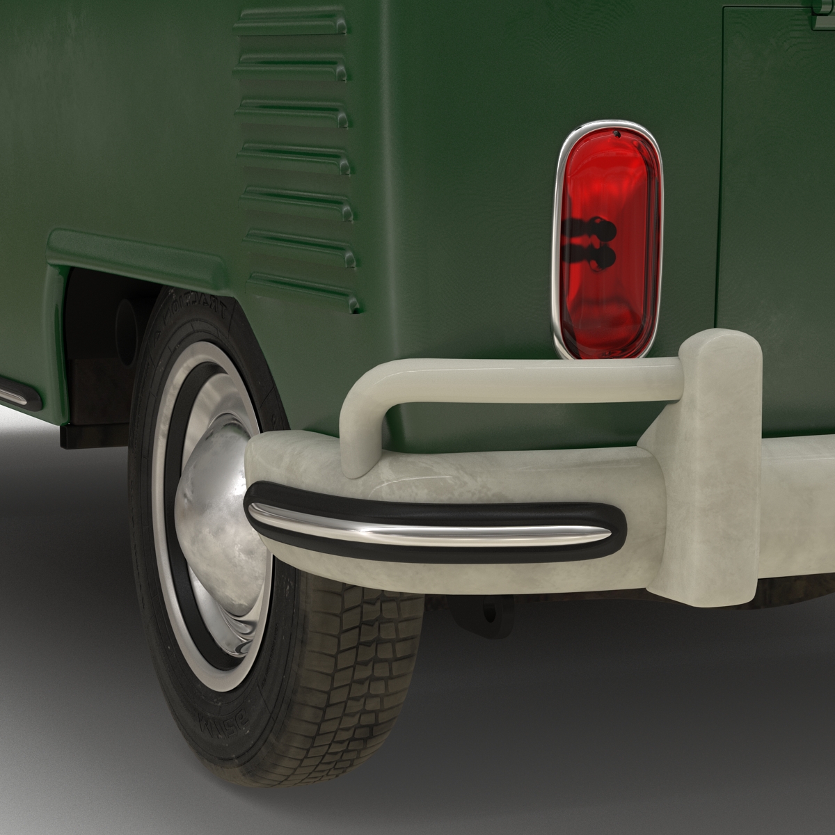 3D Volkswagen Type 2 Single Cab Pick Up Simple Interior Green model