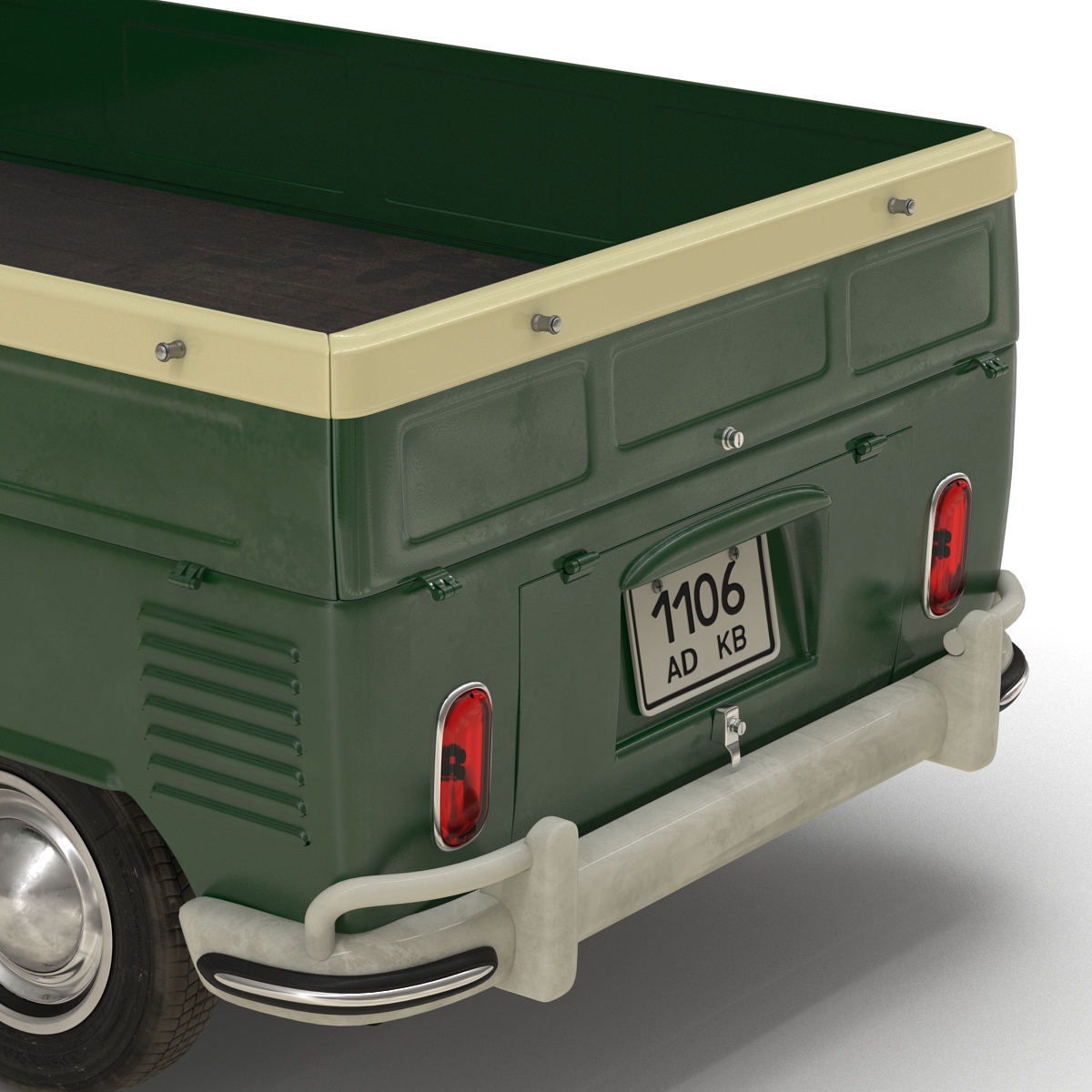 3D Volkswagen Type 2 Single Cab Pick Up Simple Interior Green model