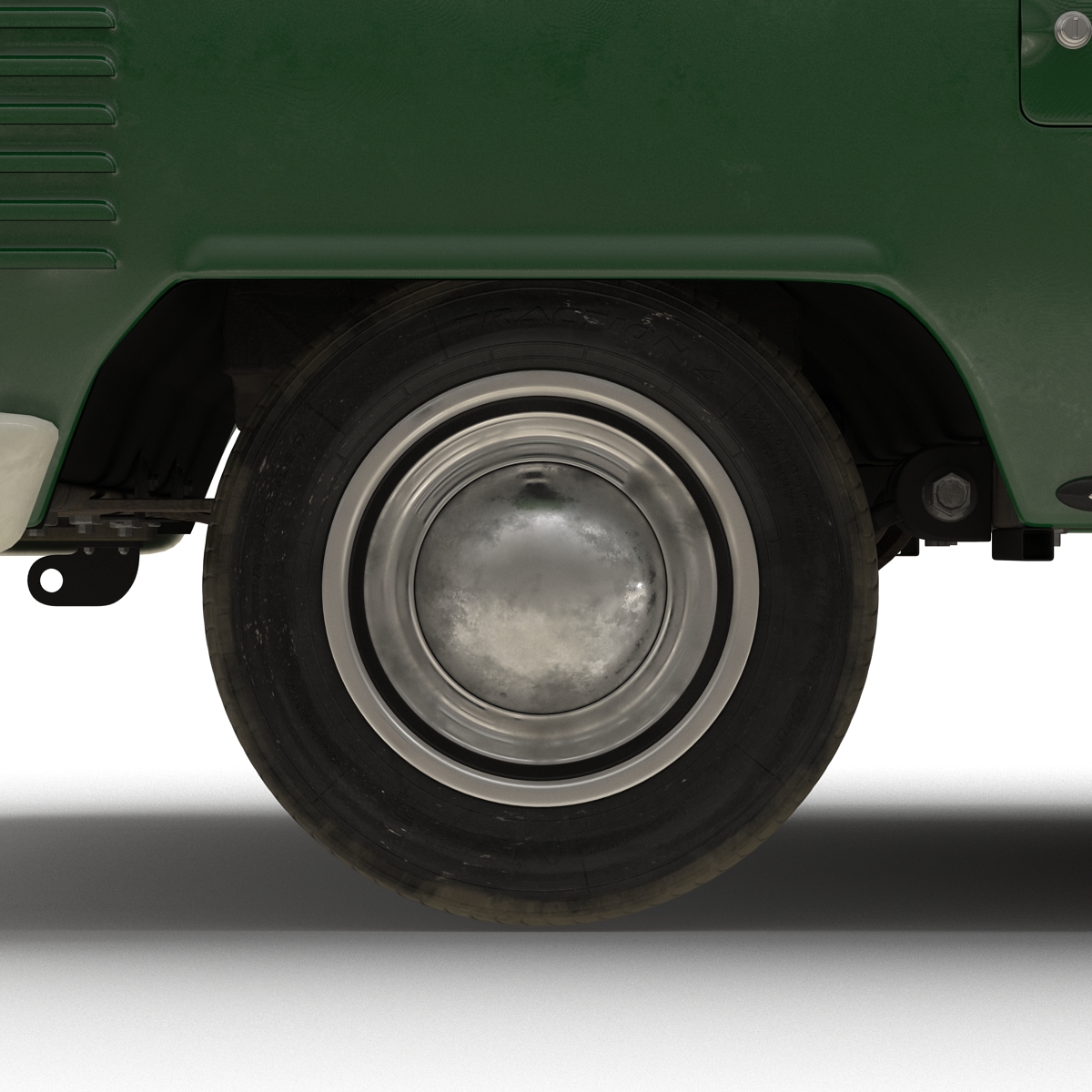 3D Volkswagen Type 2 Single Cab Pick Up Simple Interior Green model