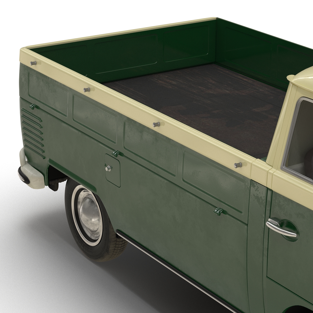3D Volkswagen Type 2 Single Cab Pick Up Simple Interior Green model