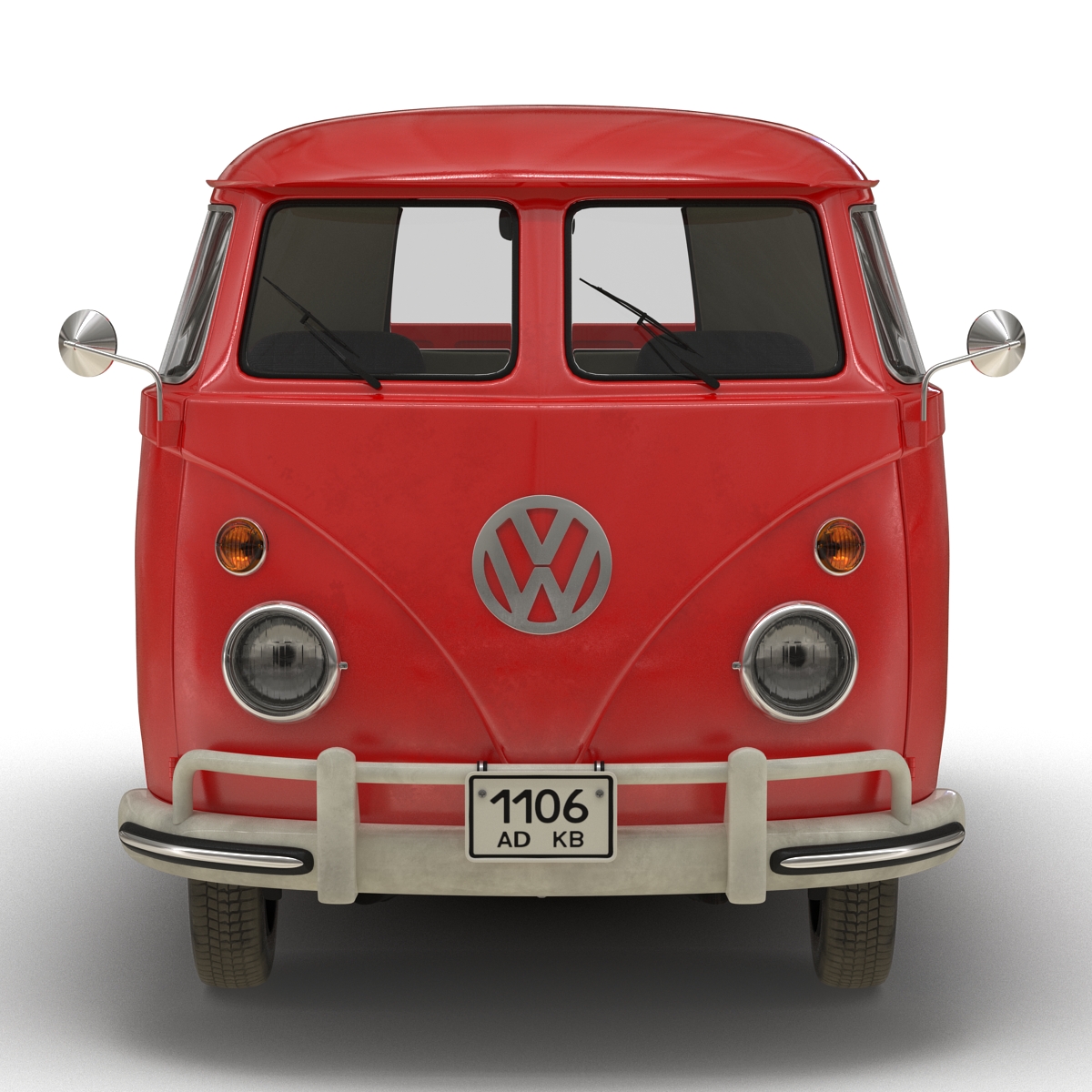 3D Volkswagen Type 2 Single Cab Pick Up Simple Interior Red