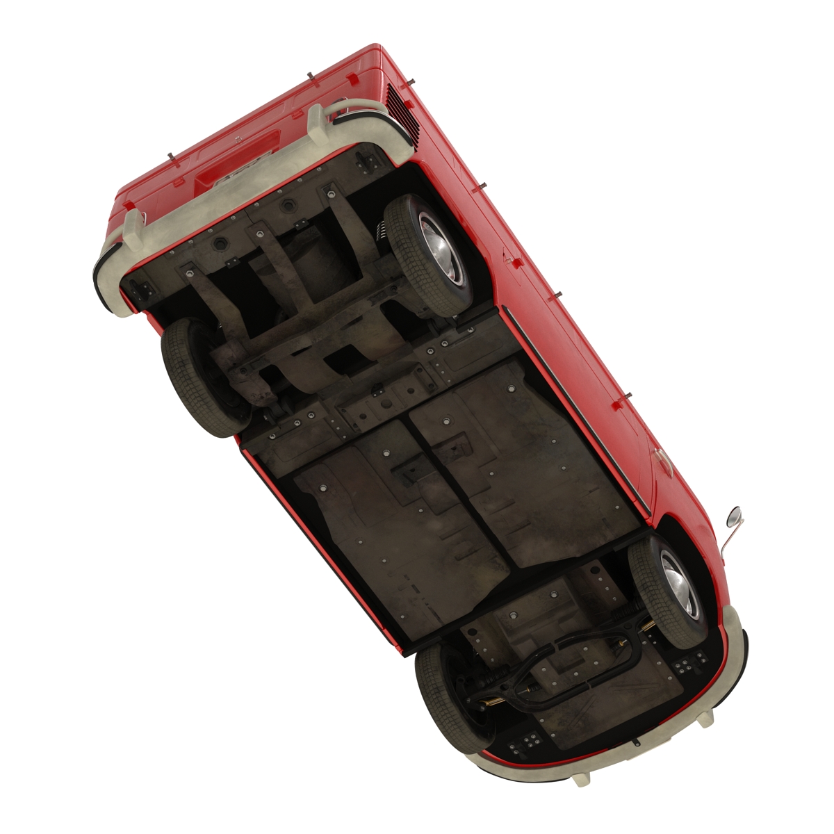 3D Volkswagen Type 2 Single Cab Pick Up Simple Interior Red