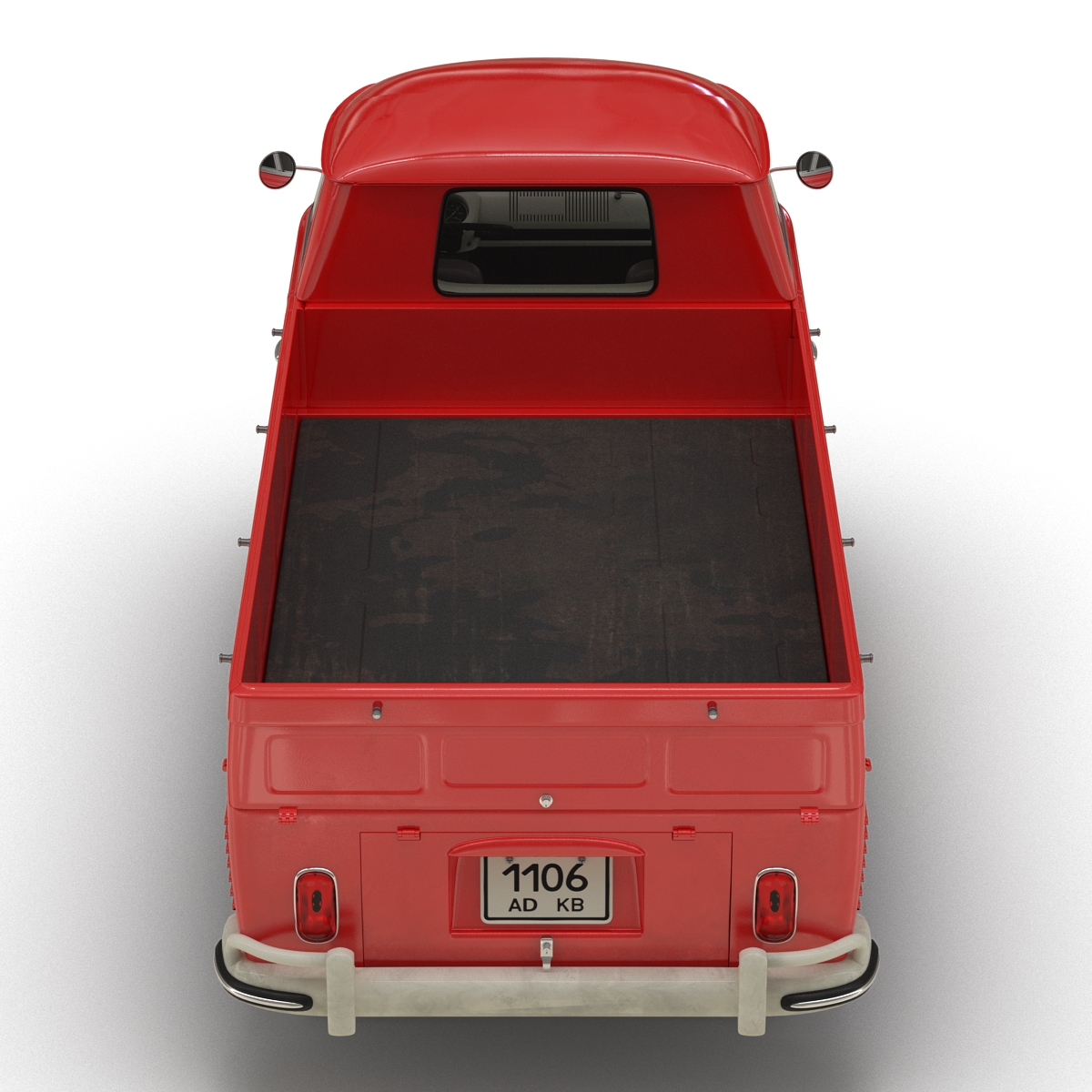 3D Volkswagen Type 2 Single Cab Pick Up Simple Interior Red