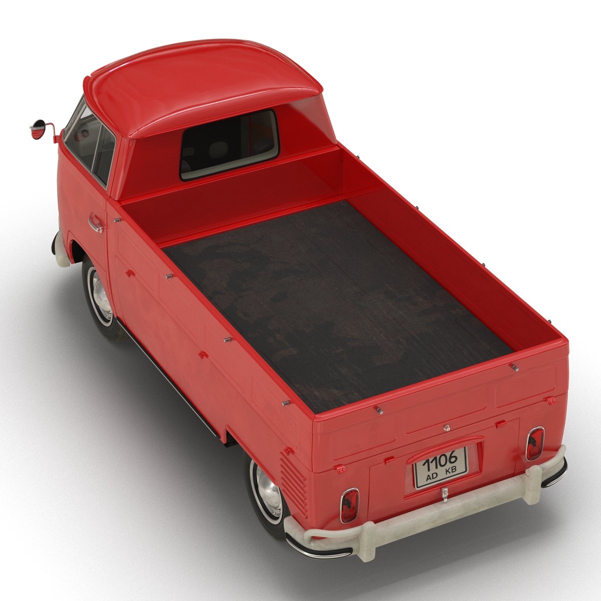 3D Volkswagen Type 2 Single Cab Pick Up Simple Interior Red