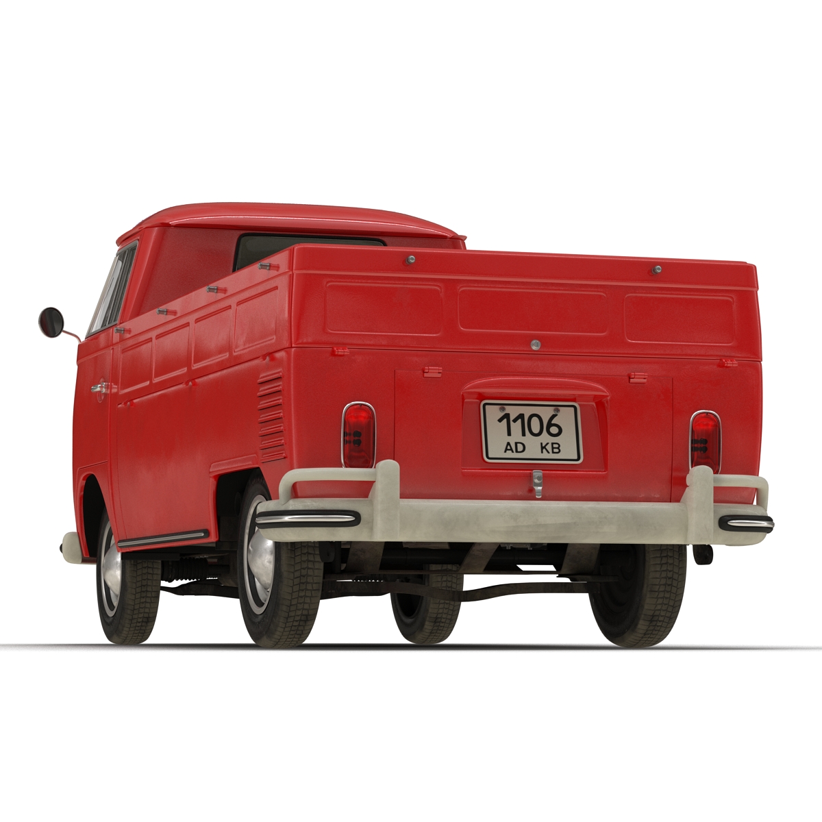 3D Volkswagen Type 2 Single Cab Pick Up Simple Interior Red