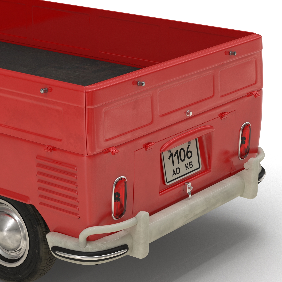 3D Volkswagen Type 2 Single Cab Pick Up Simple Interior Red