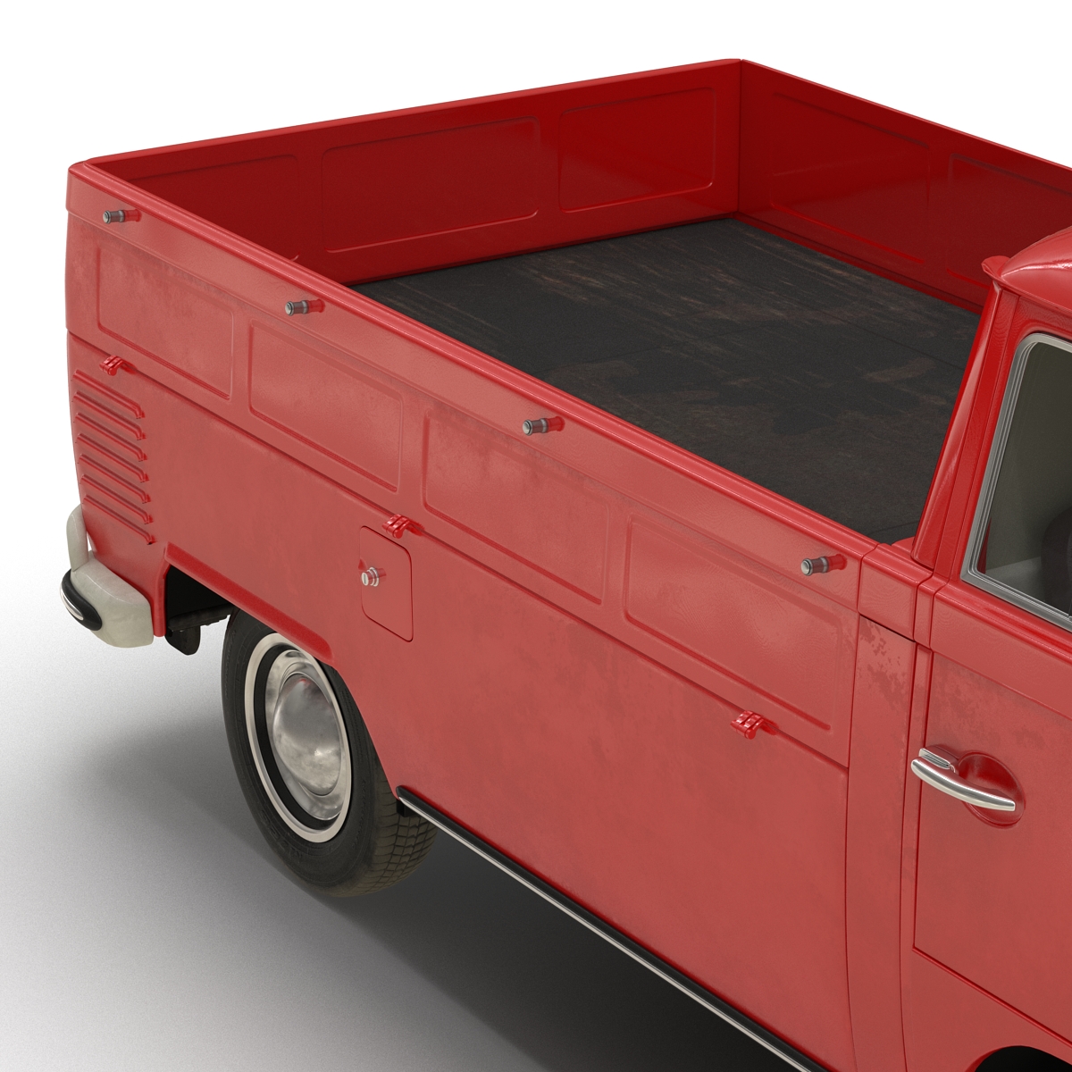 3D Volkswagen Type 2 Single Cab Pick Up Simple Interior Red