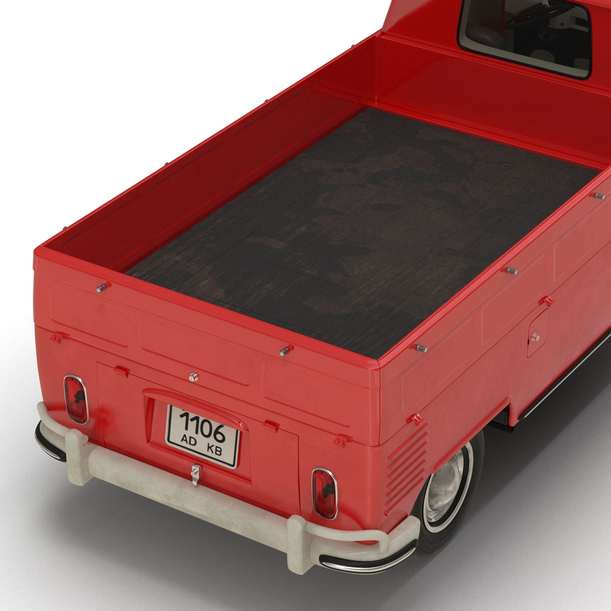 3D Volkswagen Type 2 Single Cab Pick Up Simple Interior Red