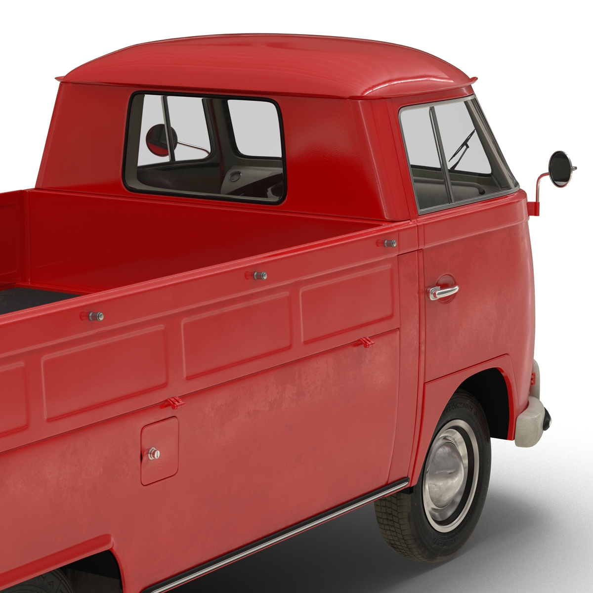 3D Volkswagen Type 2 Single Cab Pick Up Simple Interior Red