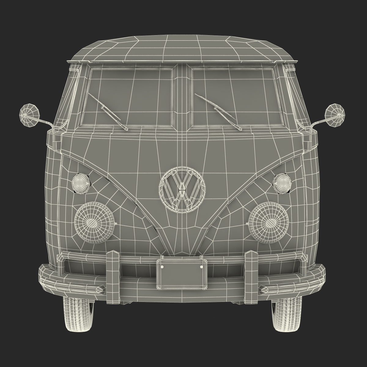 3D Volkswagen Type 2 Single Cab Pick Up Simple Interior Red