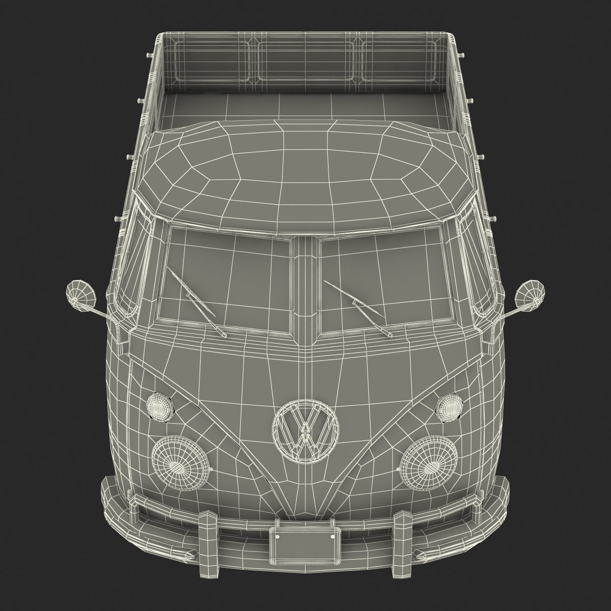 3D Volkswagen Type 2 Single Cab Pick Up Simple Interior Red