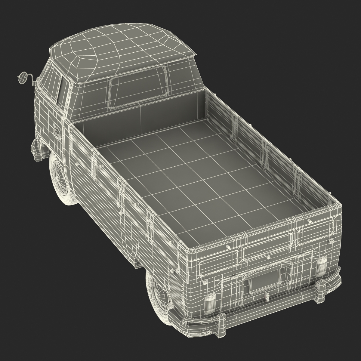 3D Volkswagen Type 2 Single Cab Pick Up Simple Interior Red