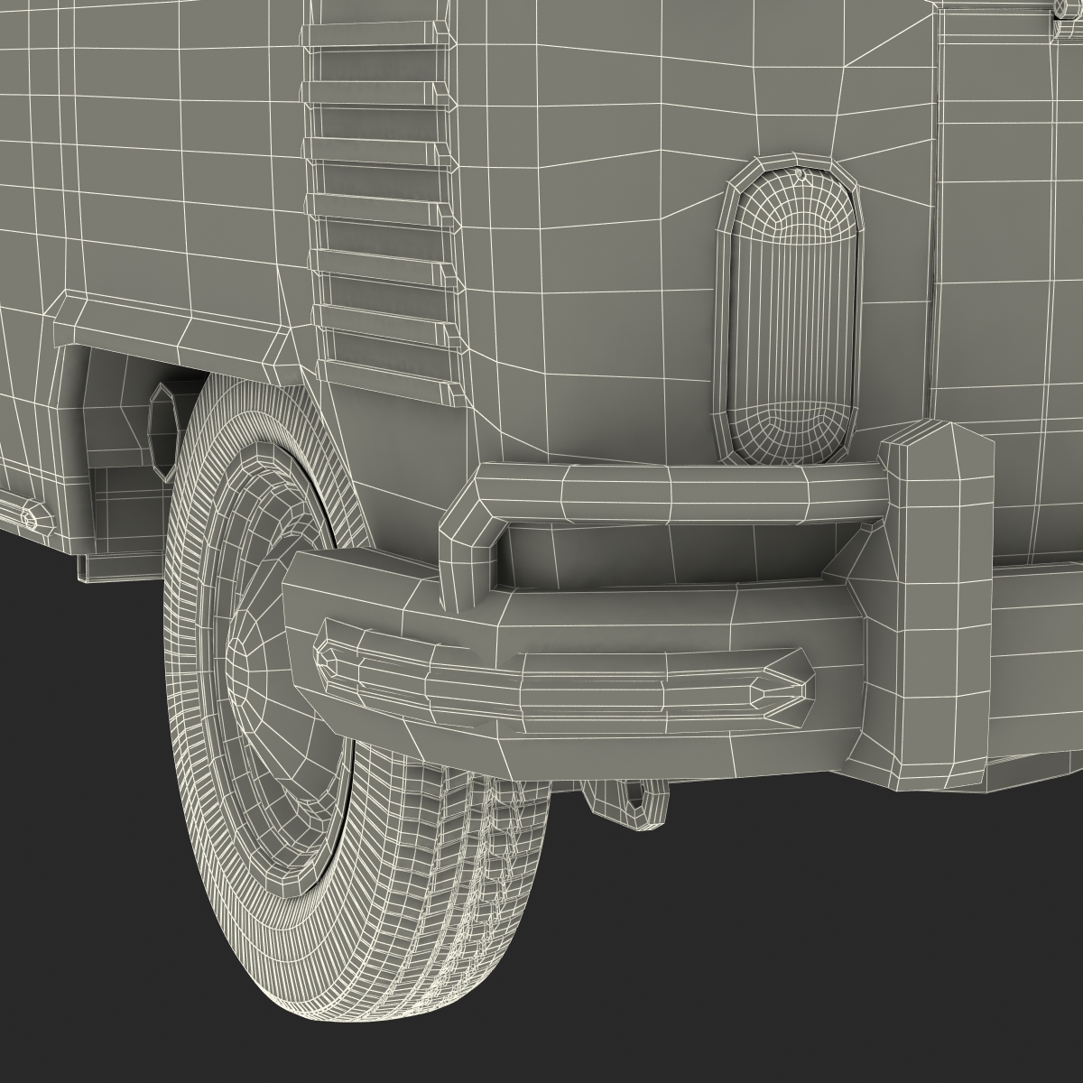 3D Volkswagen Type 2 Single Cab Pick Up Simple Interior Red