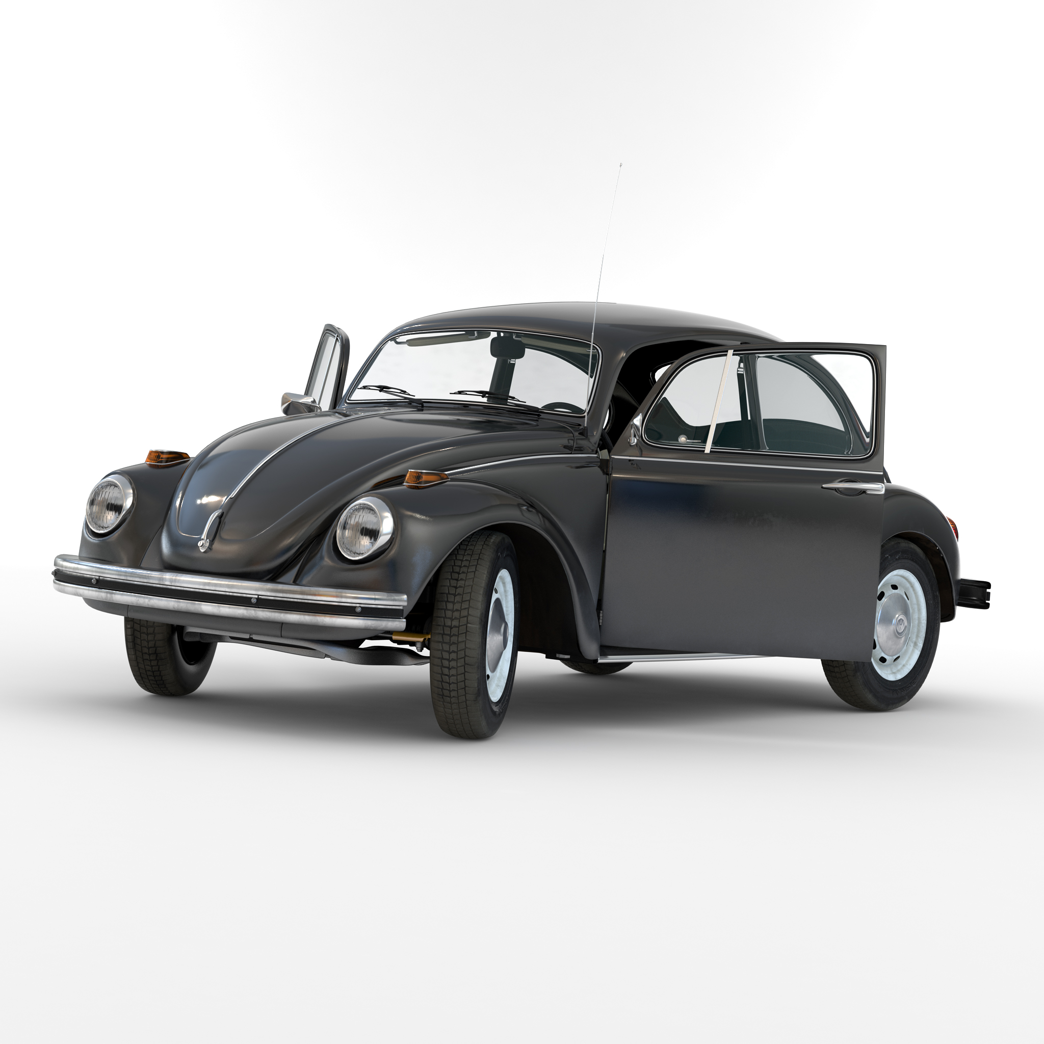 3D model Volkswagen Beetle 1966 Rigged Black